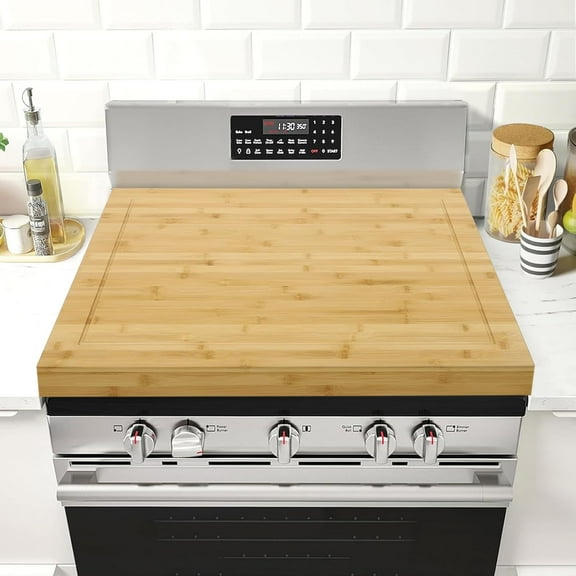 Noodle Board Stove Cover Cutting Board, Pine Wood Stove Top Covers for Electric Stove and Gas Stove, RV Stove Top Cover, Multi Use Stove Top Cover for Serving, Chopping, 30" x 22" (Wood)