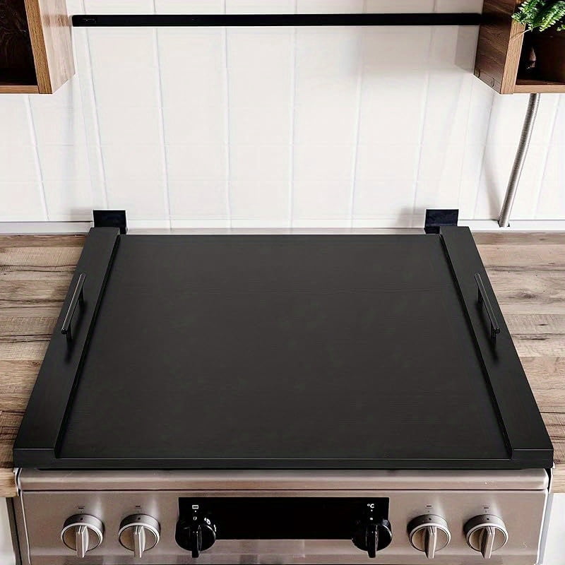 Noodle Board Stove Cover with Handles, Wood Stove Covers for Gas Stove Top, Glass Cooktop Protector, Wooden Stovetop Cover, Versatile Cutting Boards with Groove, Sink Cover, Serving Tray