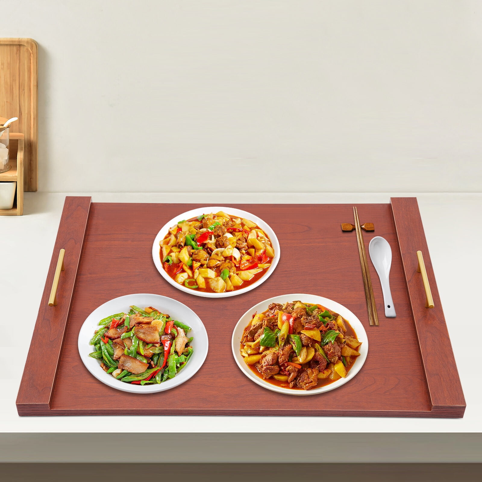 Noodle Board Stove Cover with Handles, Wooden Stove Top Covers for Electric and Gas Burners, Handmade Cookware Accessory Decorative Tray for Home Kitchen, 30 x 22 inches