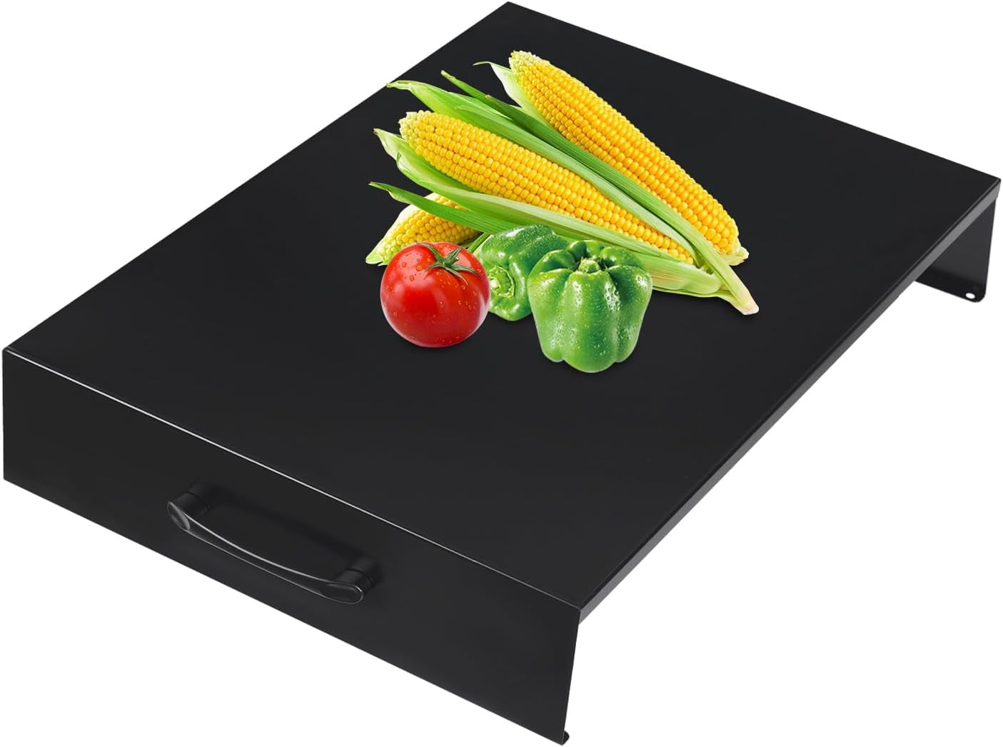 Noodle Board Stove Cover, Stainless Steel Stove Top Cover with a Handle, Range Burner Cover for Gas/Electric Stove, Kitchen Sink Cover for Counter Space & Decorative Tray (Black)