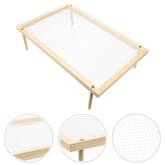 Noodle Drying Rack in Beige Wood with Stable Anti Skid Feet for Kitchen Storage