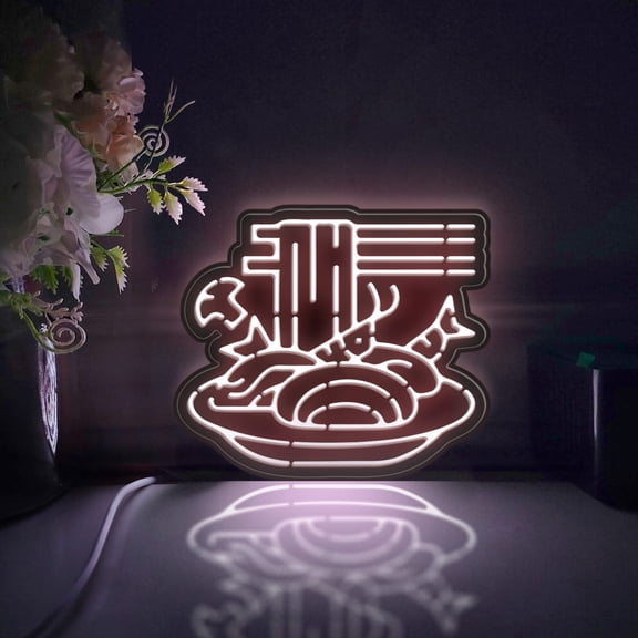Noodle Led Light Box, Dimmable Neon-Like Light Signs USB Power for Wall Decor Bedroom Decoration, Static Light (WxH) 16"x14"