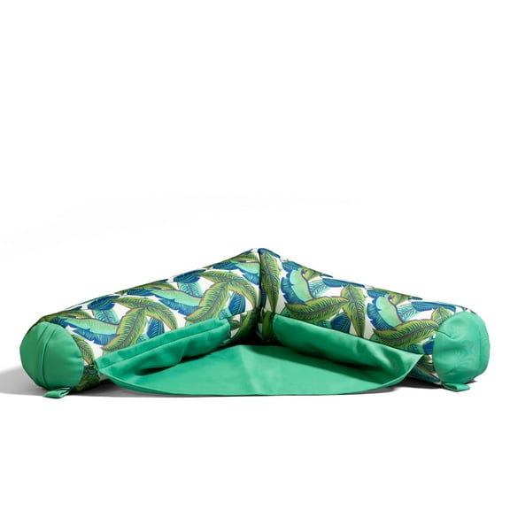 Big Joe Noodle Sling No Inflation Needed Pool Seat with Armrests, Tropical Palm Green Double Sided Mesh, Quick Draining Fabric, 3 feet