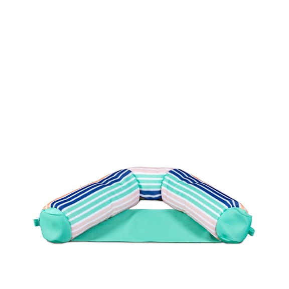 Big Joe Shaka Sling XL Pool Float, Rivera Stripe Turquoise, Doubled-Sided Mesh, Quick Draining Fabric, No Inflation Needed
