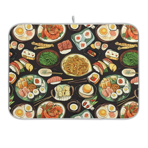 Noodle Sushi Prawns Dish Drying Mat 16x18 Absorbent Microfiber Draining Rack Pad for Kitchen Counter Sink