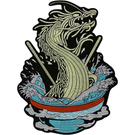 Noodles and Dragons Chinese Loong Embroidered Patches, Iron on Patches,Sew on Patches for Jackets Costume Jean Bags, Repair Patches 1 Piece