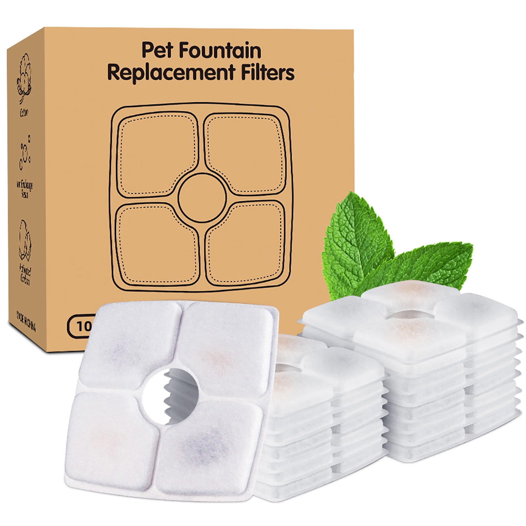 Noodoky 10Pack Square Filters for Cat Fountains, Replacement Filters