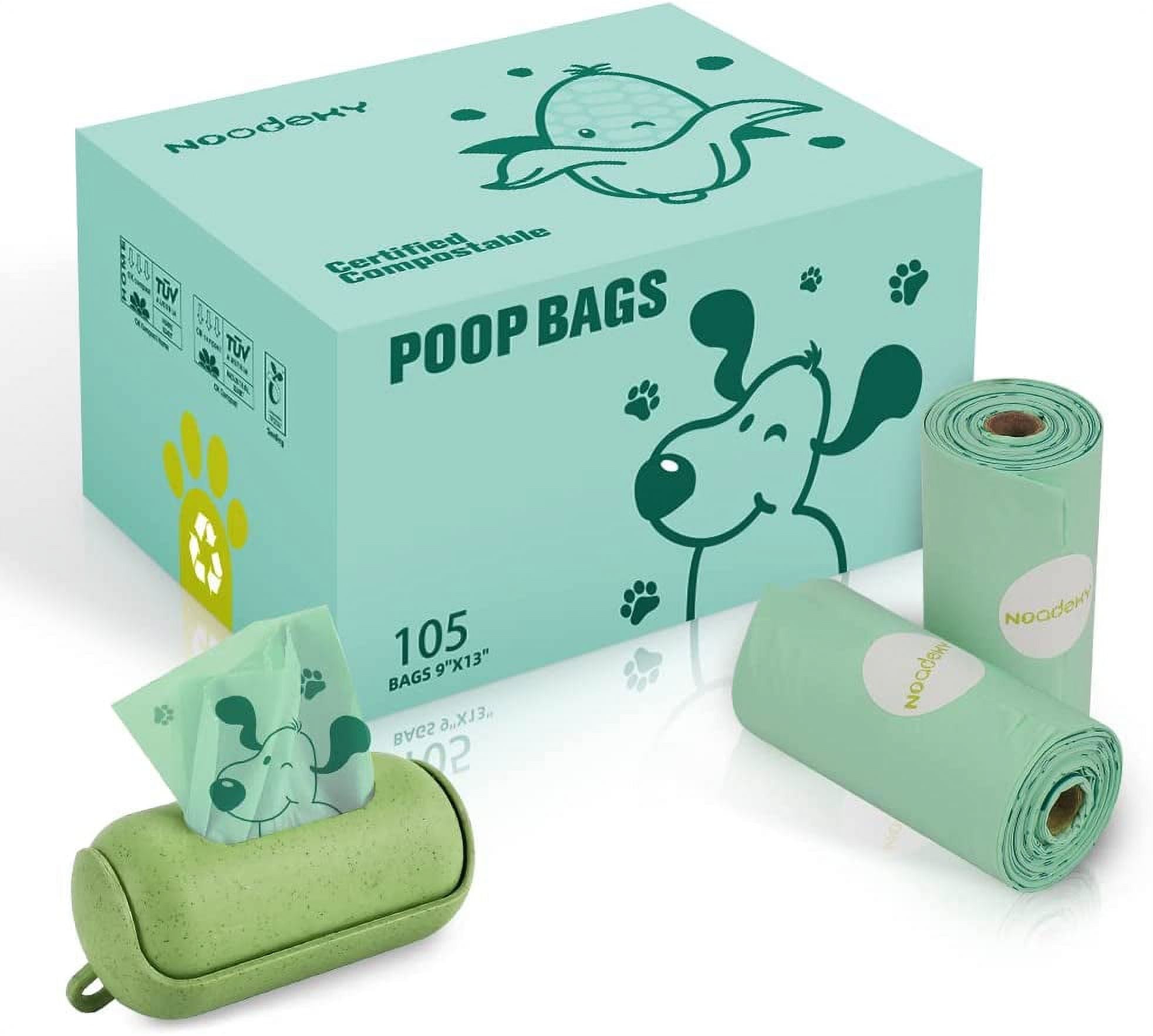 Noodoky Dog Poop Bags, Certified Composting Doggy Waste Bags, Leak