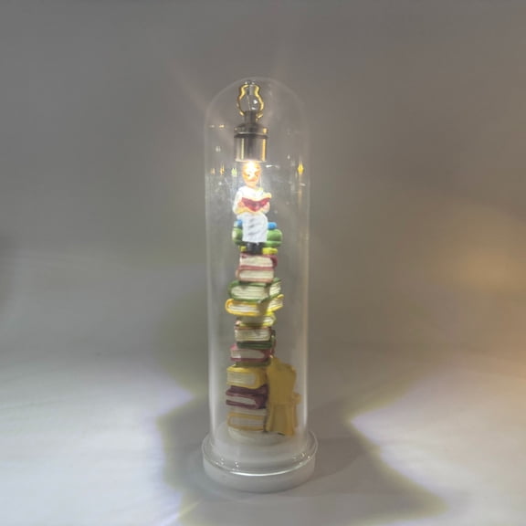 Nook Book Light,Bookshelf Night Light,Reader Night Light,Creative Reading Man-Shaped Night Light,Tiny Bookshelf Library Statue Light,Mini Reading Nook Book Light Sculptures for Readers(B)