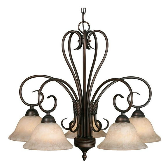 Nook Chandelier 5 Light Steel in Eclectic Style 22 inches High By 25 inches Wide-Rubbed Bronze Finish Bailey Street Home 170-Bel-647810