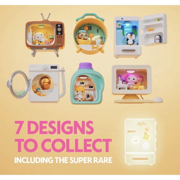 Nook Nooks Series Blind Box, Penguin Mini Fridge Toy, Super Rare Mini Animal Figurines with Themed Scenes & Surprise Accessories