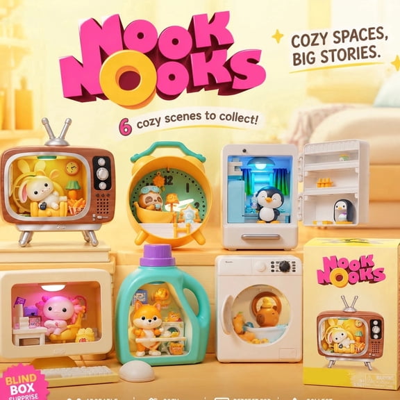 Nook Nooks Series Mini Figurines, 7 Pieces Random Collectible Animal Figurines, Creative Gift & Collectible