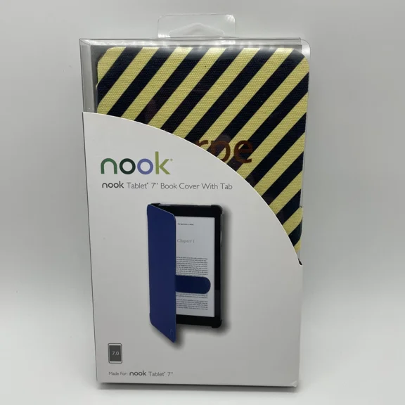 Nook Tablet 7 Book Cover With Tab- In Striped Carpe Diem -Brand New