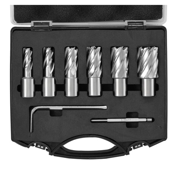 Nook Warmth Annular Cutter Set 6pcs, 1/2"-1-1/16" Mag Drill Bits, Weldon Shank, M2AL High-Speed Steel, with Case & Pilot Pin, for Steel, Aluminum