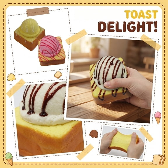 NookHive 1pc Simulation Toast Squishy Toy - Slow Rising Squishy Dough, Soft Stress Ball for Kids, Realistic Bread Squishies, Sensory Play Slow Rise Squishy,C