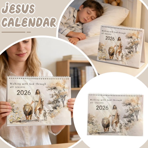 NookHive 2026 Christian Wall Calendar with Watercolor Scripture Art, Walking with God Theme, Spiritual Gift for Faithful, Peaceful Religious Home Decor & Daily Devotional Planner
