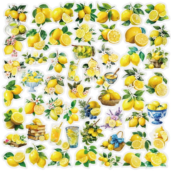 NookHive 56pcs Lemon Series Transparent PET Stickers, No Duplication Designs for Journaling, Card Making & DIY Crafts
