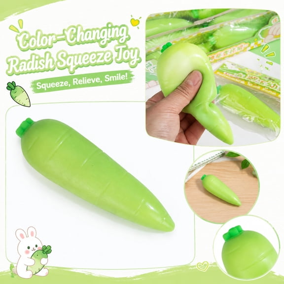 NookHive Color Changing Radish Squishies - Temperature Activated Slow Rising Squishy, Fun Squishy Slow Rise for Adults, Crunchy Stress Ball Sensory, Colorful Fidget
