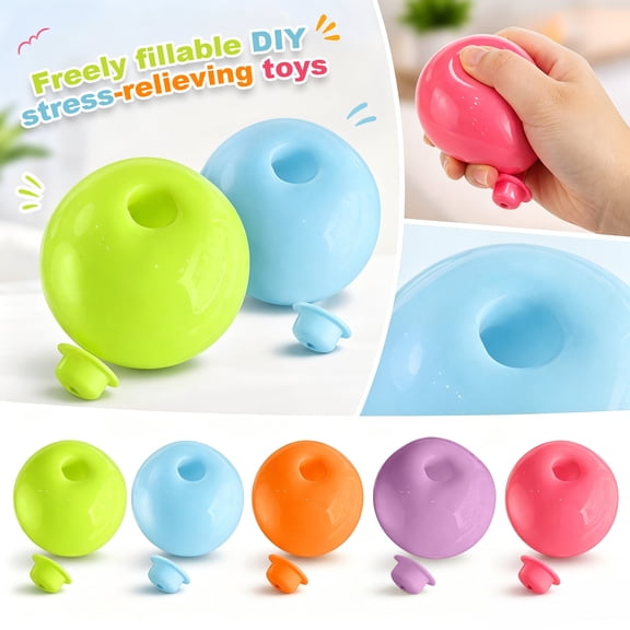 NookHive DIY Ball Skin Handmade Squishy Ball - Free Fill Stress Relief, 2.36-Inch Slow Rise Squishy for Adults, Customizable Sensory Squishies, Crunchy Squishy Feel,Hot Pink