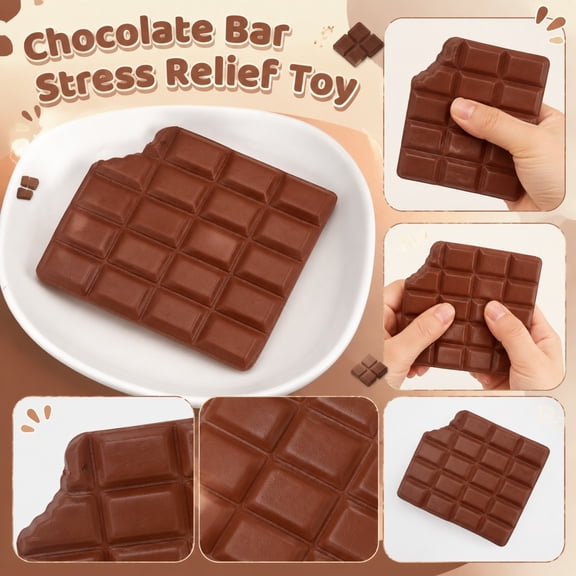 NookHive Missing Corner Square Chocolate Squishy Toy - Soft Slow Rising Squishy for Adults and Kids, Crunchy Stress Ball Alternative, Office Fidget Pack, Calming Sensory,Brown