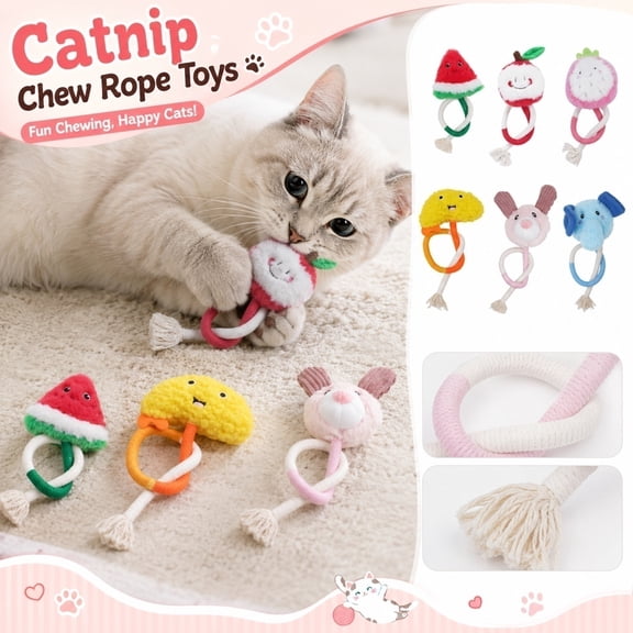 NookHive Natural Catnip Infused Rope Toy - Durable Cotton Rope Molar Toy for Kittens, Best Cat Toys for Chewing Instincts, Interactive Biting and Tugging,C