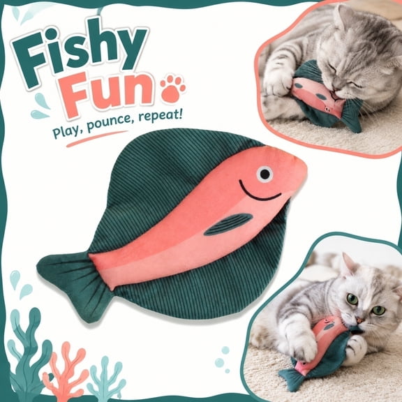 NookHive Small Square Fish Crinkle Toy - Catnip Infused Soft Plush, Best Cat Toys for Teething and Kicking, Interactive Toys for Cats, Stimulates Hunting Instincts,A