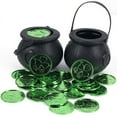 thumbnail image 1 of NookHiveSt. Patrick's Day Party Decor Set - Plastic Gold Shamrock Coins, Witch Candy Jar, Treasure Game Favors, 3-Leaf Clover Themed Decoration, 1 of 5
