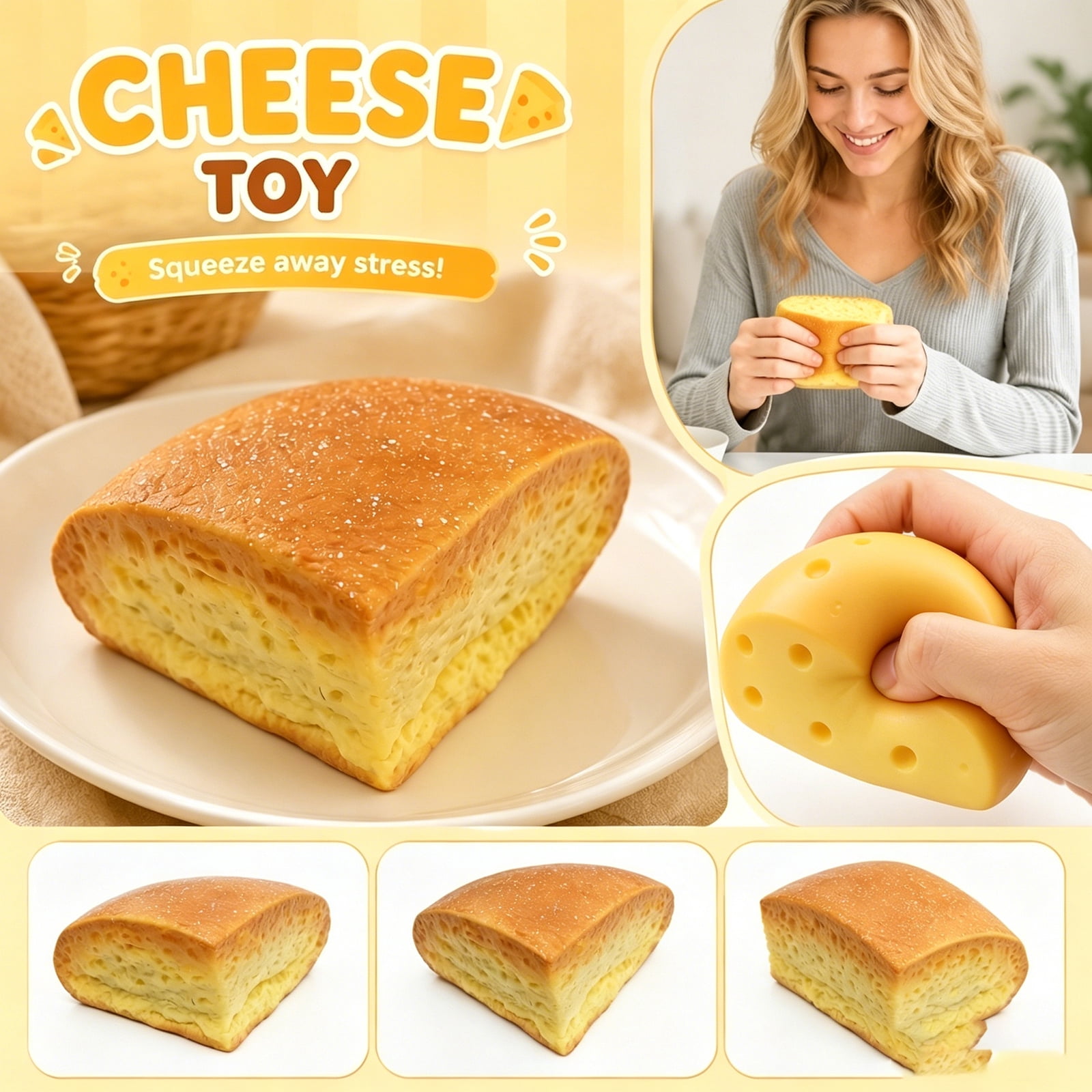 NookHive Triangle Cheese Squishy Slow Rise - Simulation Cheese Stress ...