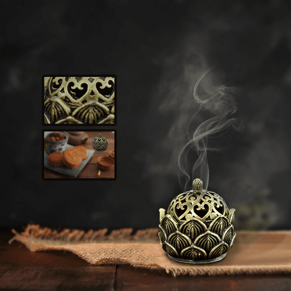 NookHive Vintage Brass Incense Stick Burner, Buddha Meditation Home Decor, Spiritual Aroma Diffuser Gift, 4 Inches Traditional Design,Bronze