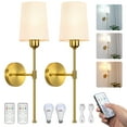 thumbnail image 1 of NookNova 2-Light Battery Operated Wall Sconces，Dimmable Rechargeable Battery Powered Wall Lamp Fixture Wireless LED Antique Brass Wall NookNova Lights with Frabic Shade For Bedroom Living Room, 1 of 7