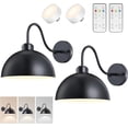 thumbnail image 1 of NookNova 2 Pack LED Battery Operated Wall Sconces with Remote Control, Dimmable Wireless Wall Lamp Wall Light Fixture, Industrial Black Metal Lampshade Wall Lighting for Bedroom, Living Room, Hallway, 1 of 10