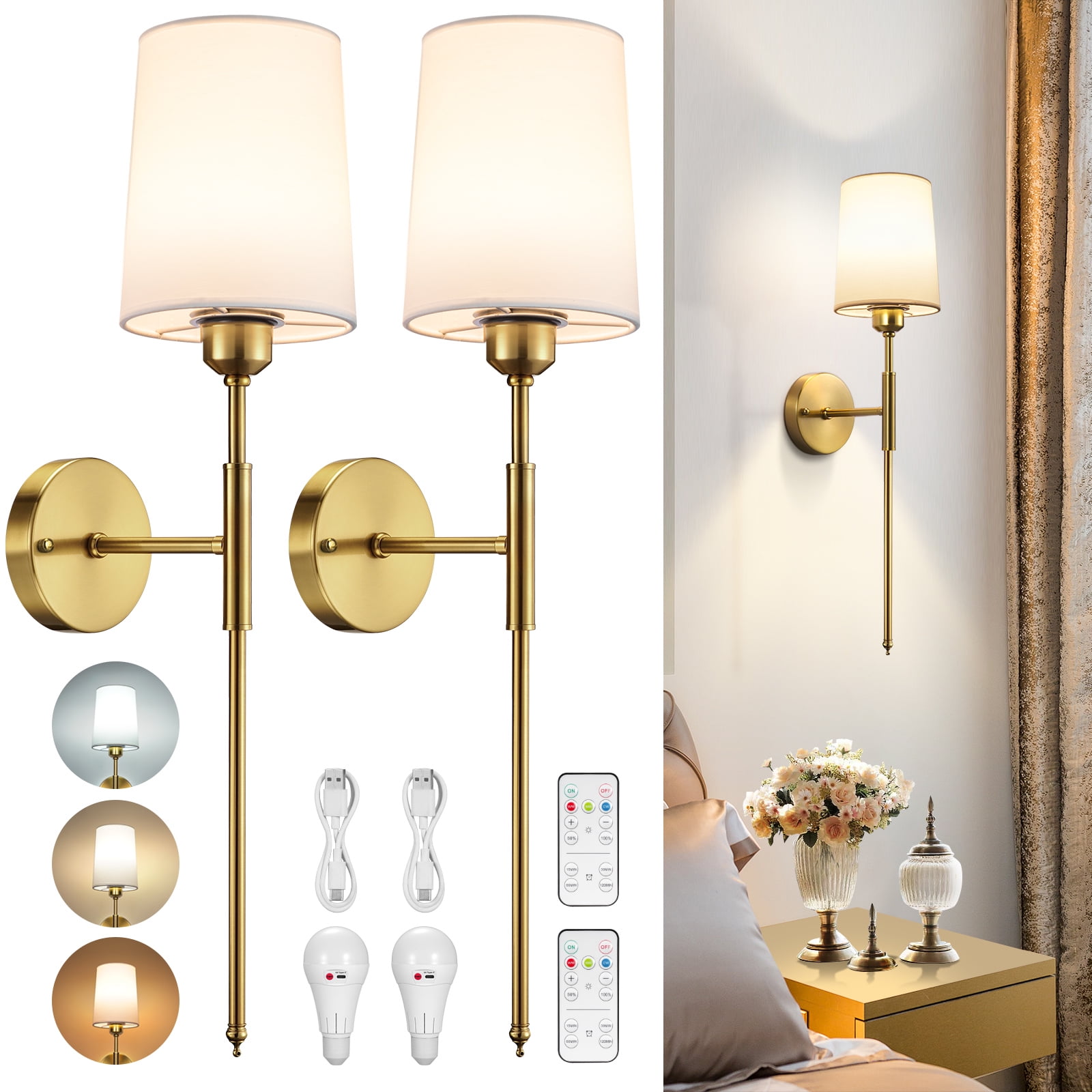 NookNova 2-Pack LED Battery Wall Sconces, Dimmable Wireless NookNova 2-Pack LED Battery Wall Sconces, Dimmable Wireless