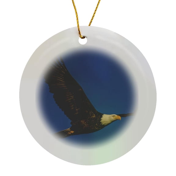 3drose, Nooksack River, Washington State,usa. Bald Eagle in Flight., Circle Porcelain Ornament