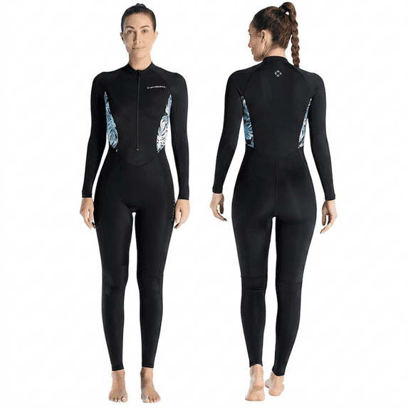 Nookwell Women’s UPF50+ Neoprene Front-Zip Long Sleeve Full Leg Wetsuit – Quick-Dry Sun Protection for Snorkeling & Surfing
