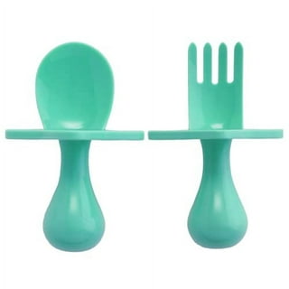 Giggley Baby Spoons Self Feeding 6+ Months, Baby Spoons and Forks Set,  Petal Shaped Stand with Storage Case 