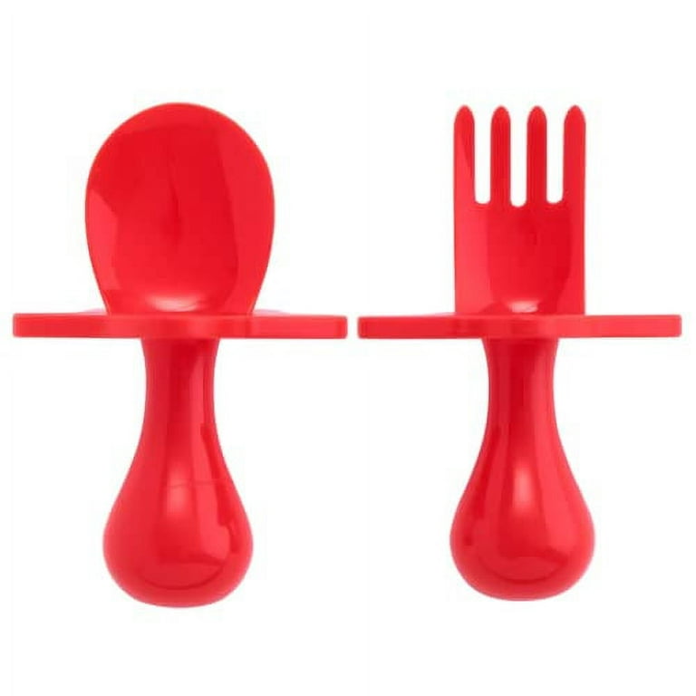 Nooli First Self-Feeding Utensils: USA-Made, BPA-Free Spoon & Fork Set for  Babies & Toddlers Ages 6+ Months, Anti-Choke Shield, Easy-Grip Handles for  Baby-Led Weaning and Independent Eating (Red) 