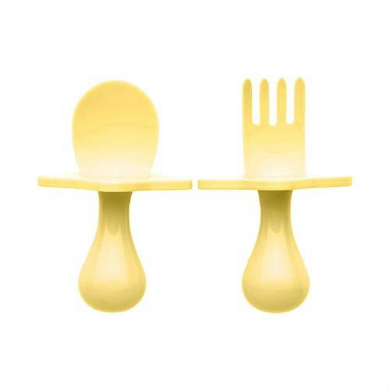 Nooli First Self-Feeding Utensils: USA-Made, BPA-Free Spoon & Fork Set for  Babies & Toddlers Ages 6+ Months, Anti-Choke Shield, Easy-Grip Handles for  Baby-Led Weaning and Independent Eating (Yellow) 