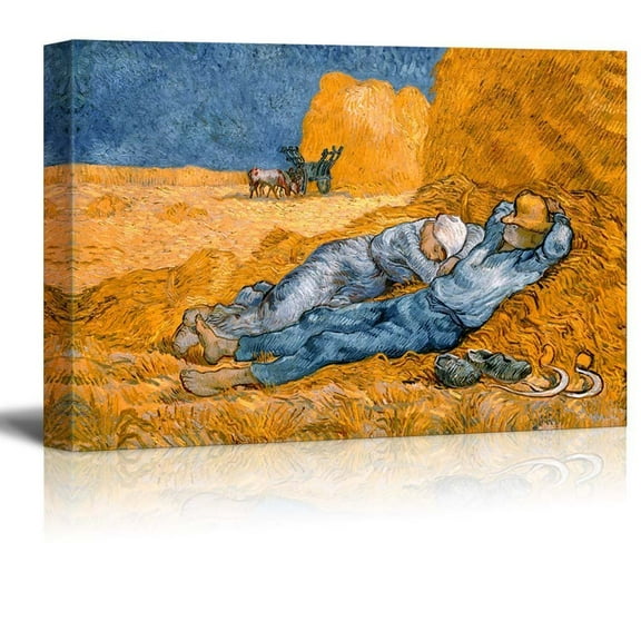 Noon,Rest from Work by Vincent Van Gogh - Canvas Print Wall Art Famous Painting Reproduction - 12" x 18"