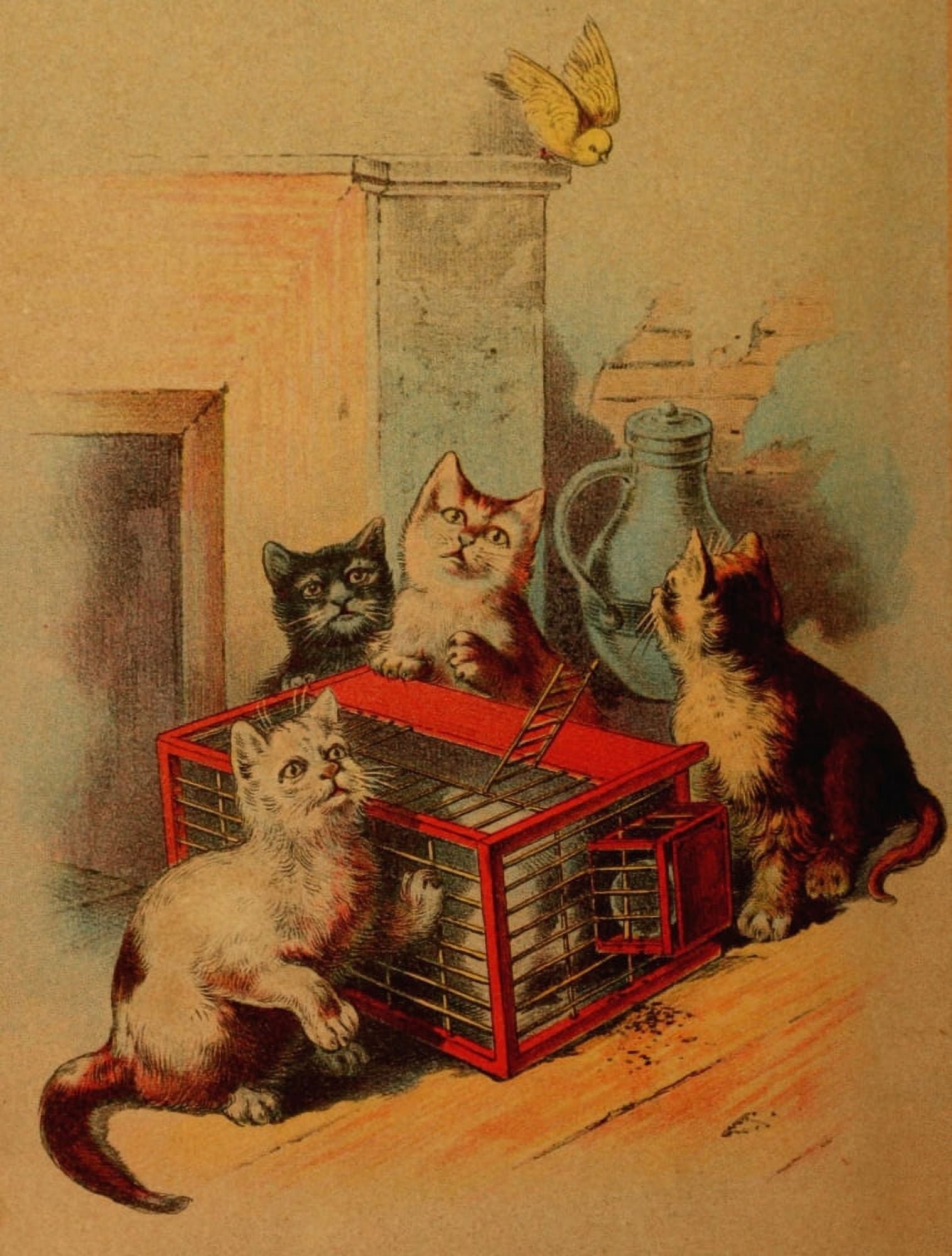 Noon-day fancies for our little pets 1889 Kittens Canvas Art - Unknown (24 x 36)