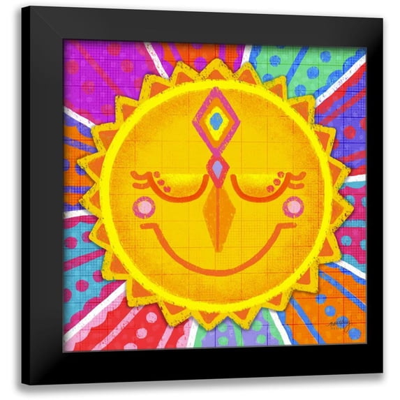 Noonday Design 12x12 Black Modern Framed Museum Art Print Titled - Happy Day Trio II