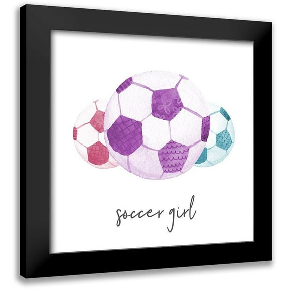 Noonday Design 12x12 Black Modern Framed Museum Art Print Titled - Sports Girl Soccer
