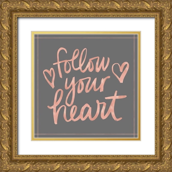Noonday Design 12x12 Gold Ornate Wood Framed with Double Matting Museum Art Print Titled - Follow Your Heart