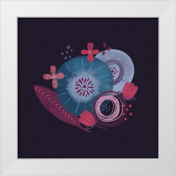 Noonday Design 12x12 White Modern Wood Framed Museum Art Print Titled - Dark Purple Florals III