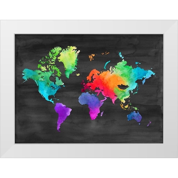 Noonday Design 14x11 White Modern Wood Framed Museum Art Print Titled - Map of Many Colors