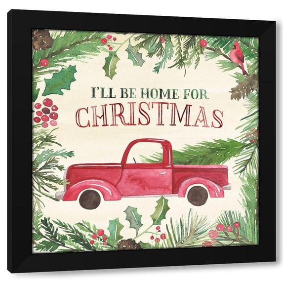 Noonday Design 15x15 Black Modern Wood Framed Wall Art Titled - New England Christmas II