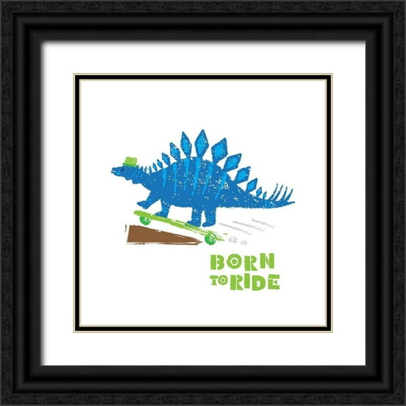 Noonday Design 20x20 Black Ornate Wood Framed with Double Matting Museum Art Print Titled - Dinos on the Move II