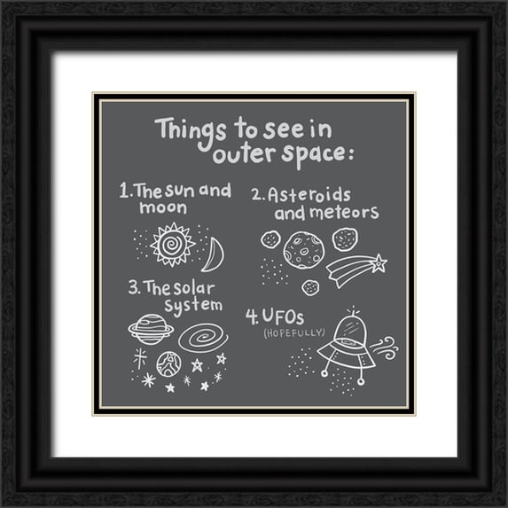 Noonday Design 26x26 Black Ornate Wood Framed with Double Matting Museum Art Print Titled - Outerspace/Black III