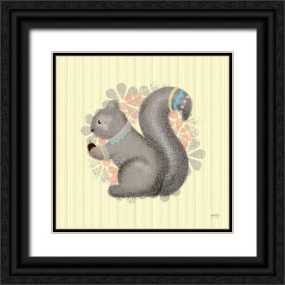 Noonday Design 26x26 Black Ornate Wood Framed with Double Matting Museum Art Print Titled - Woodland Babies IV