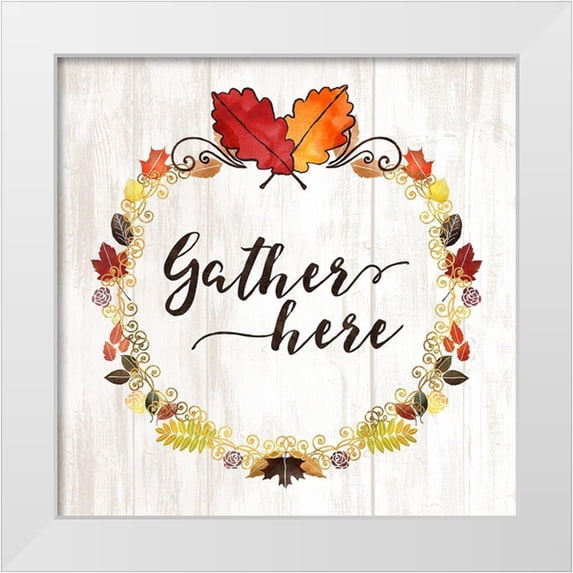 Noonday Designs 12x12 White Modern Wood Framed Museum Art Print Titled - Pumpkin Spice Gather Here