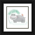 thumbnail image 1 of Noonday Designs 15x15 Black Ornate Wood Framed with Double Matting Museum Art Print Titled - Playful Pals- Hippo, 1 of 4